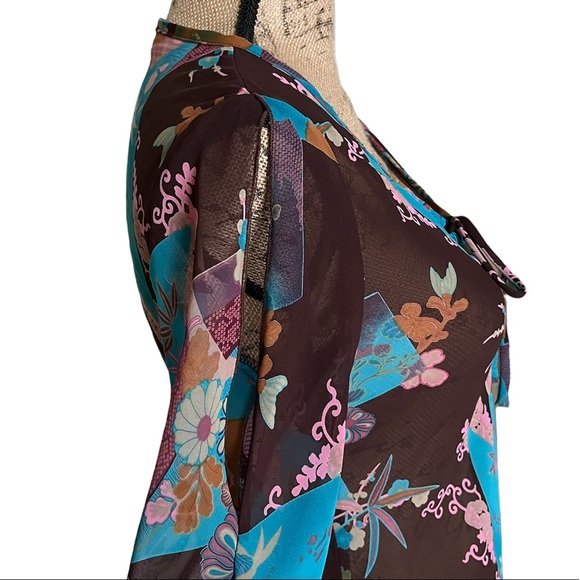 KLD Open Shoulder Sheer Tunic Blouse Small - Picture 10 of 16